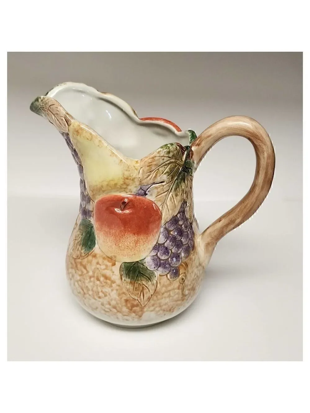 CBK, LTD Fruit Design Pitcher  2003 Hand Painted Decorative